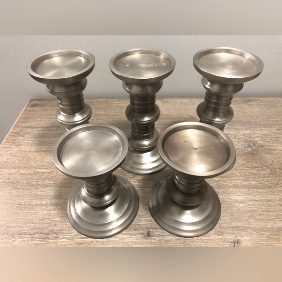 Pottery Barn Other - Pottery Barn Bronze Set of 5 candlestick holders
